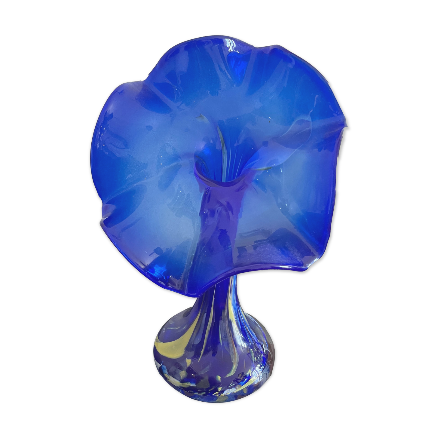 Opaline vase shape blue flower