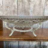 Antique fruit bowl centerpiece molded glass + vintage wrought iron
