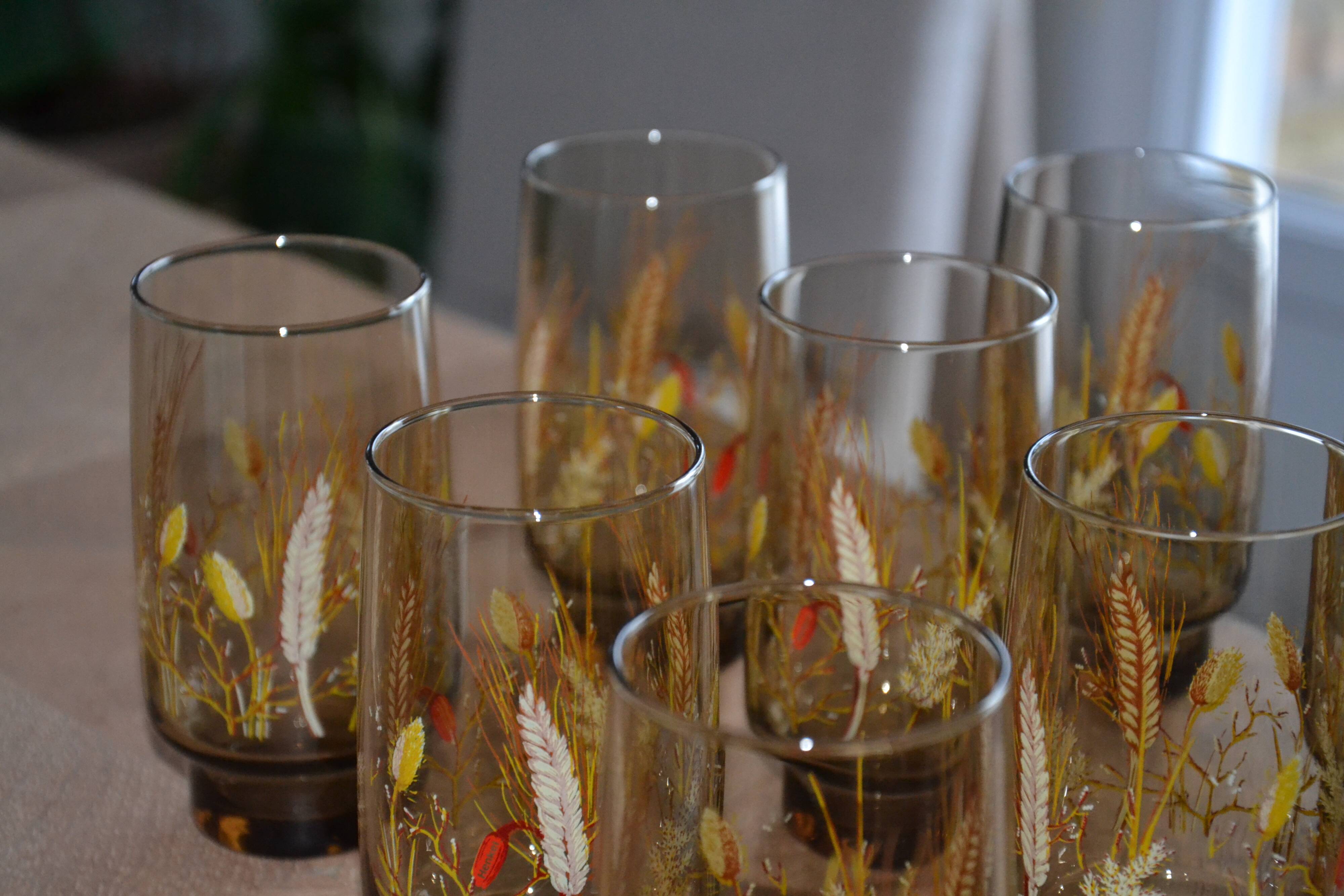 8 amber glasses from the 70s-80s.