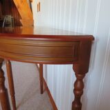 Set of 2 half-moon console tables with drawer - cherry wood - Louis Philippe style