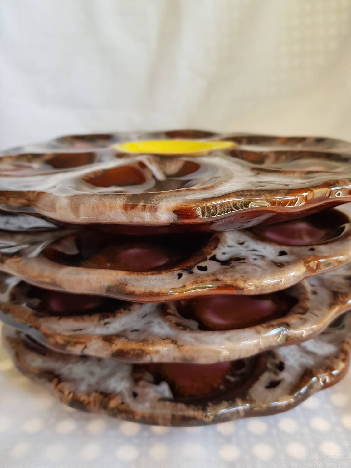 Set de 4 assiettes à huîtres en céramique Vallauris plats de service