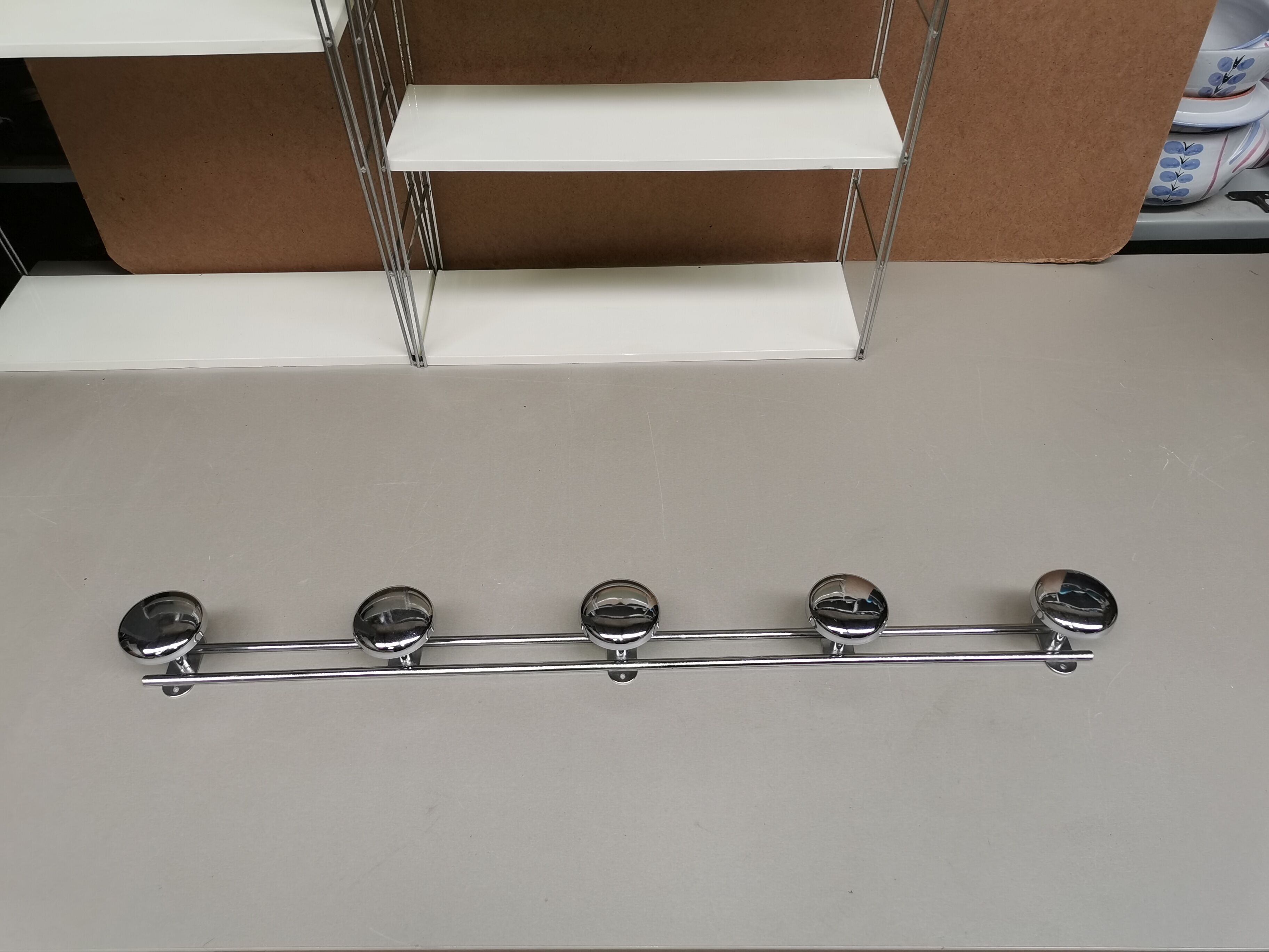 Vintage wall coat rack 70 to 5 Chrome hooks