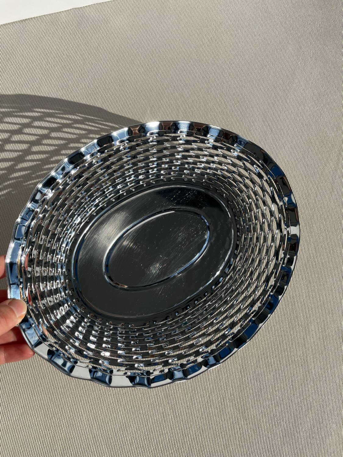Vintage stainless steel bread basket - Roger Orfevre