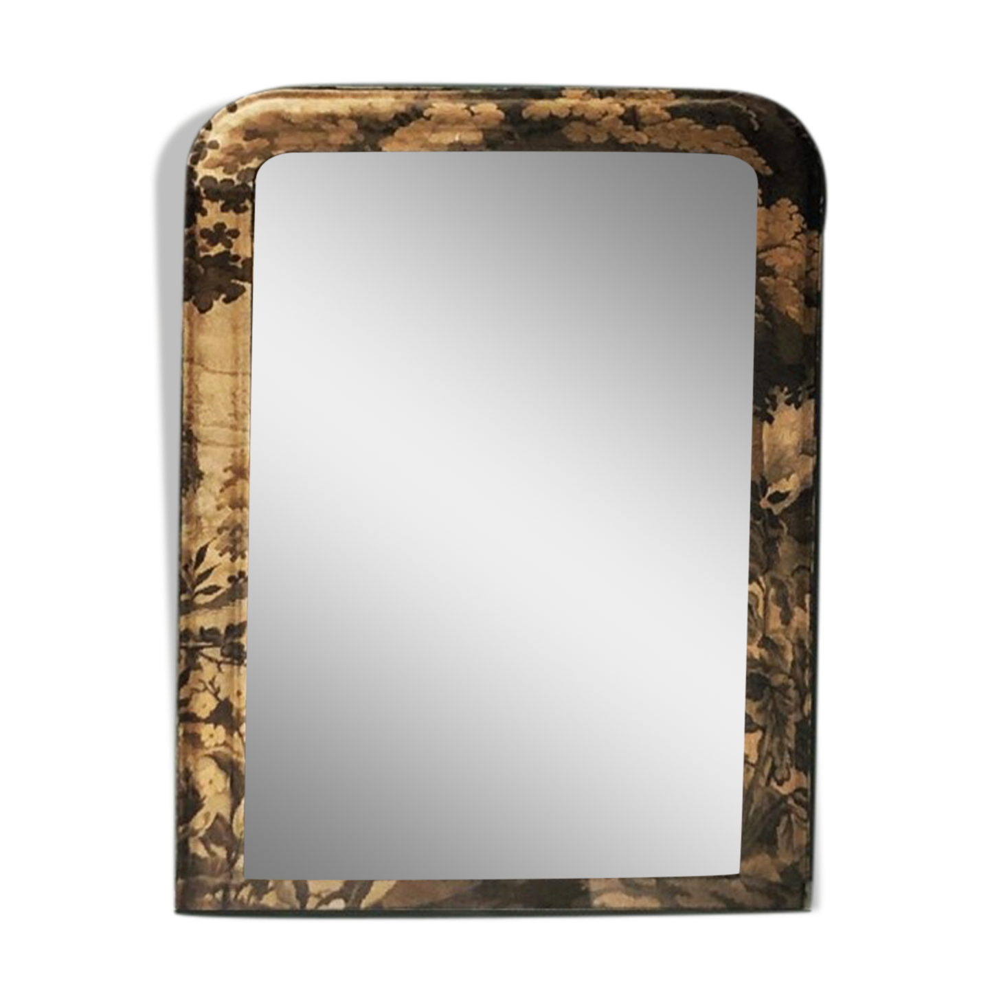 Large antique mirror with upholstered frame  92x128cm