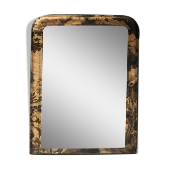 Large antique mirror with upholstered frame  92x128cm