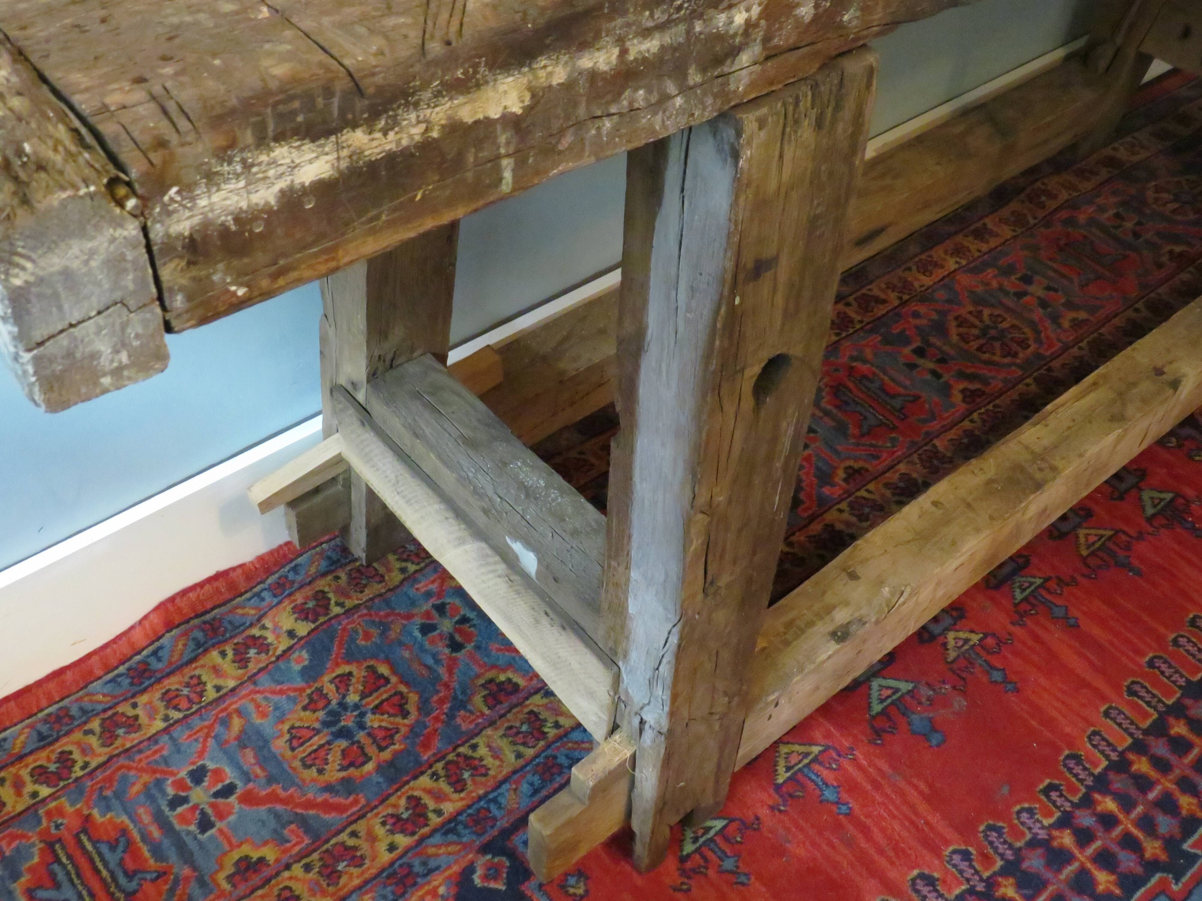 Workbench in solid oak, mid-20th century