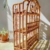 Vintage 1950s rattan folding shelf