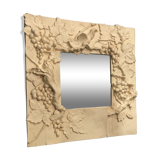 Charming artist mirror "at the vine" plaster of the 1990s 64x64cm