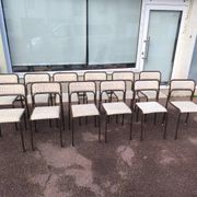 Set of 12 vintage Danish metal and fabric chairs