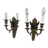 Paires d’appliques empires en bronze