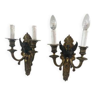 Paires d’appliques empires en bronze