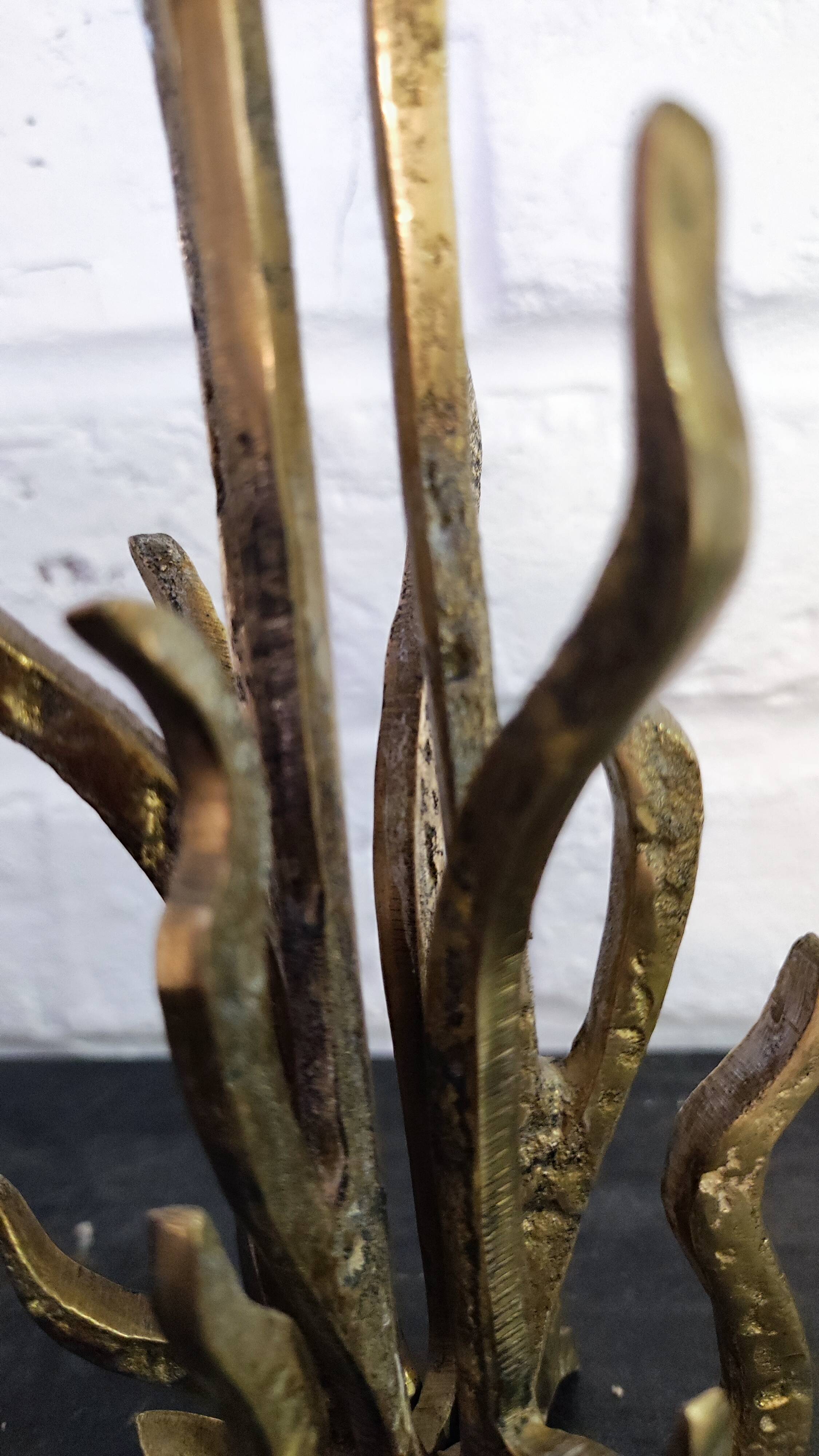 Brutalist Bronze Sculpture Candle Holder or Vase by Heinz Goll