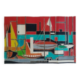 Gouache on paper signed mid-20th century boats port 1959