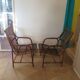 Lot de 2 Fauteuils de jardin en rotin et bambou -Vintage -Années 60 - avec coussins - vernis satin