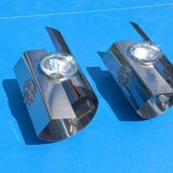 Pair of 70s designer wall lights in chrome metal
