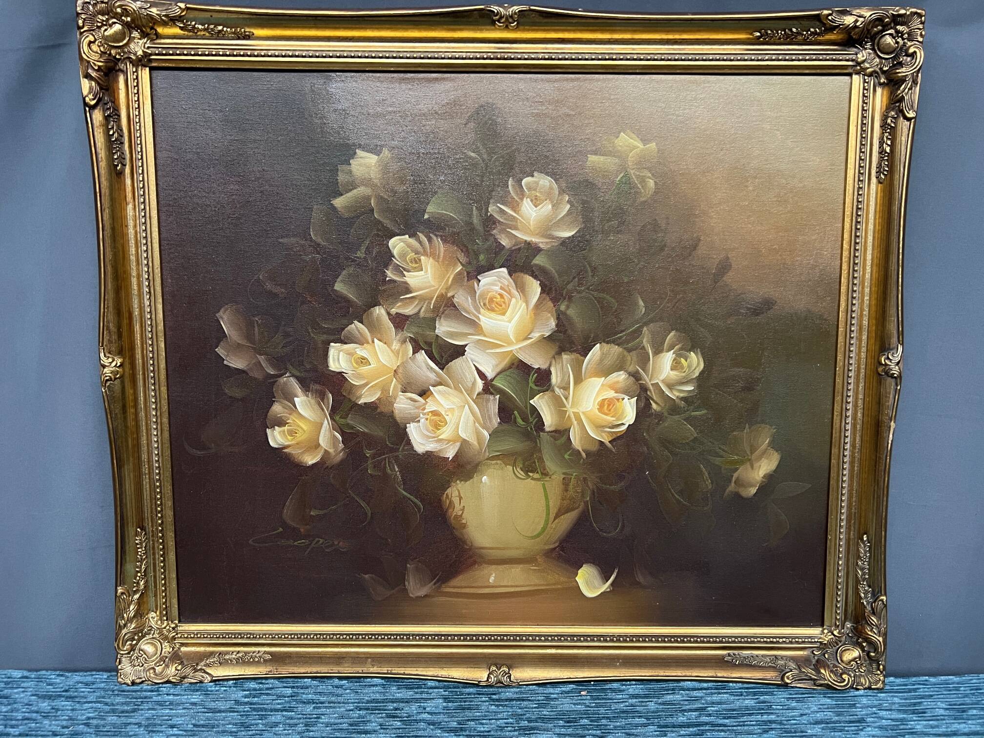 Tableau ancien « Nature morte aux roses ».