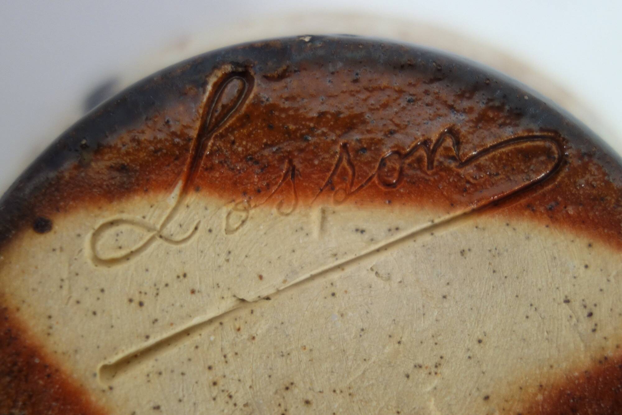 Set of 6 stoneware mugs signed Losson, Belgium, vintage