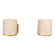 Wall lamps with milky white acrylic plastic shades and solid brass bases