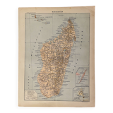 Lithograph and map on Madagascar - 1900