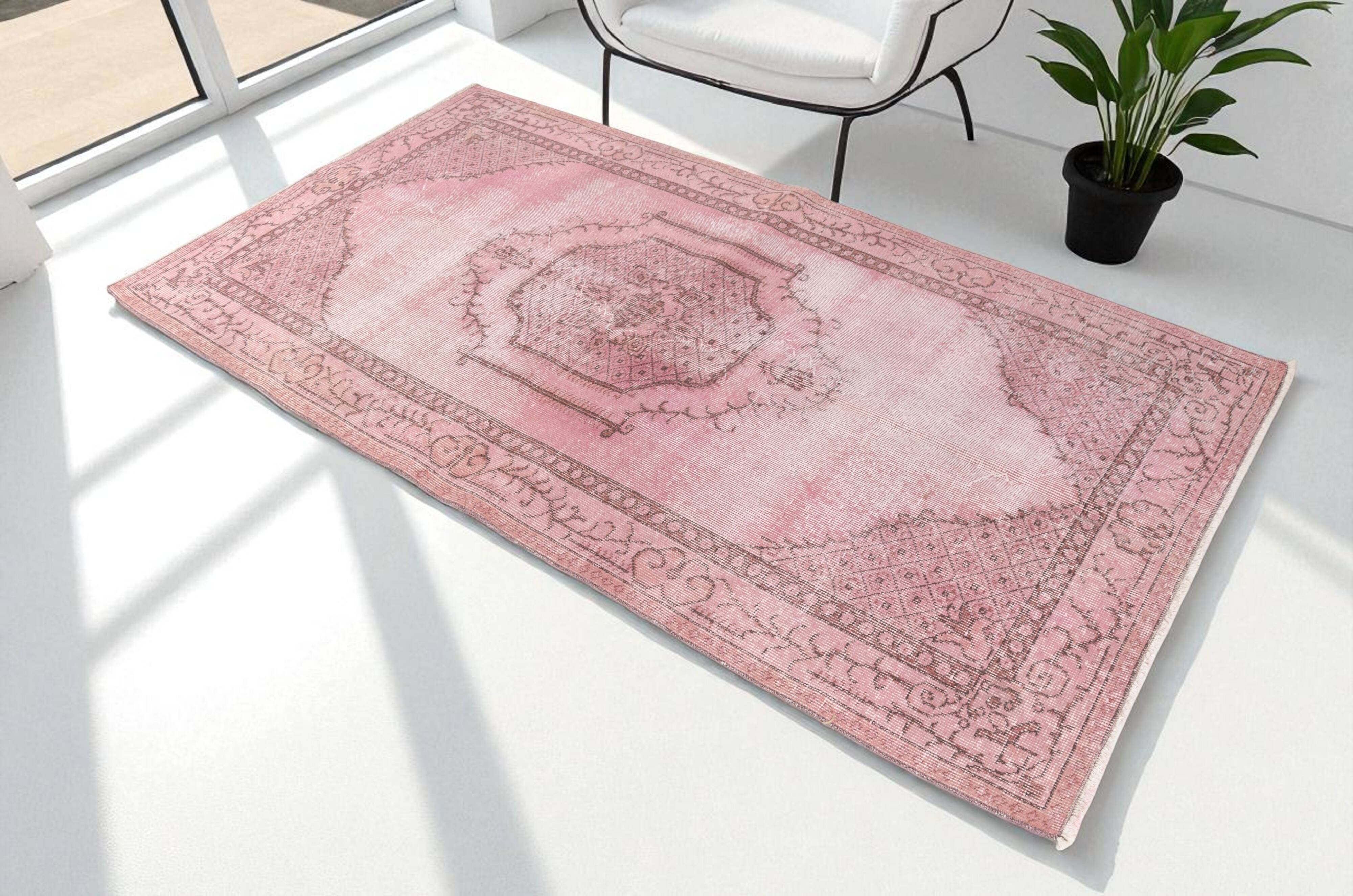 Turkish Pink Floor Vintage Rug sku2528