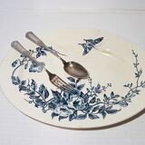 Oval serving dish in Gien earthenware model Bouquet, terre de fer