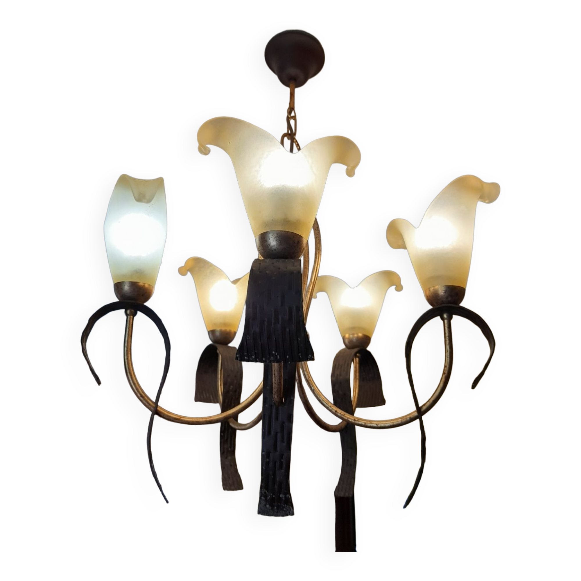 Lustre Suspendu Vintage IDEGU 5 Bras - Style Industriel Réglable Pour Salon Ou Bar