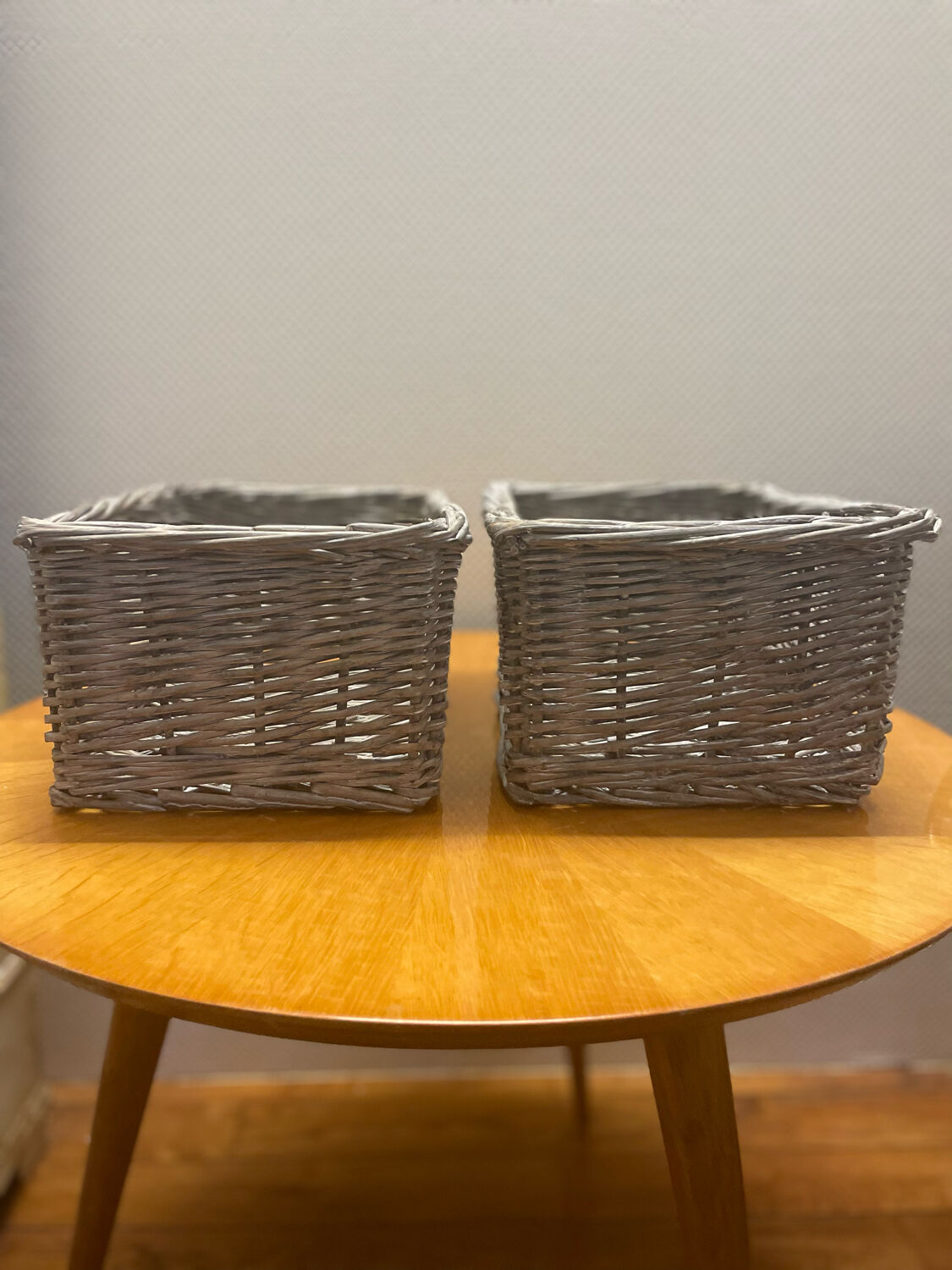 White grey baskets