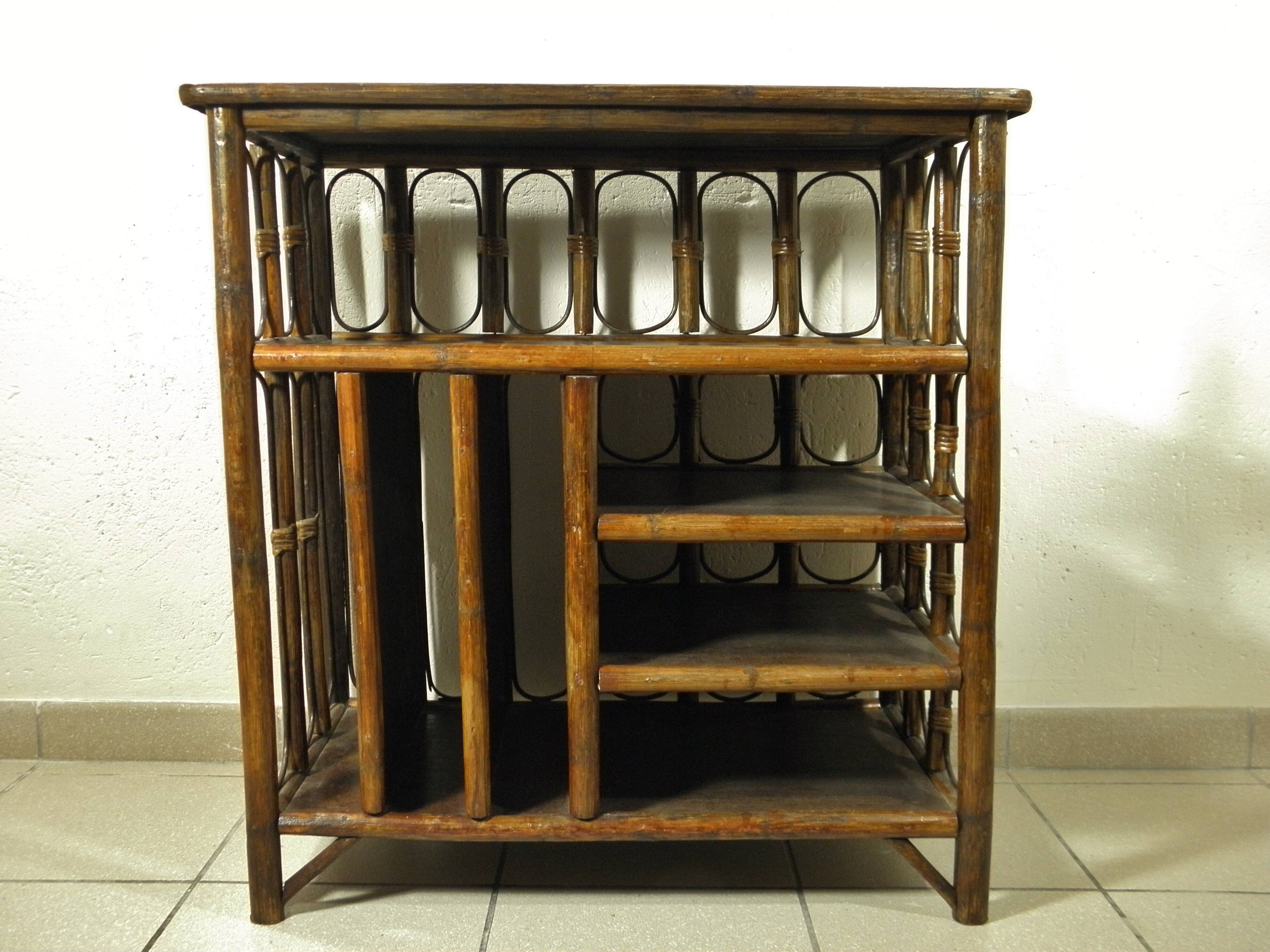 70s rattan hi-fi cabinet