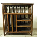 70s rattan hi-fi cabinet