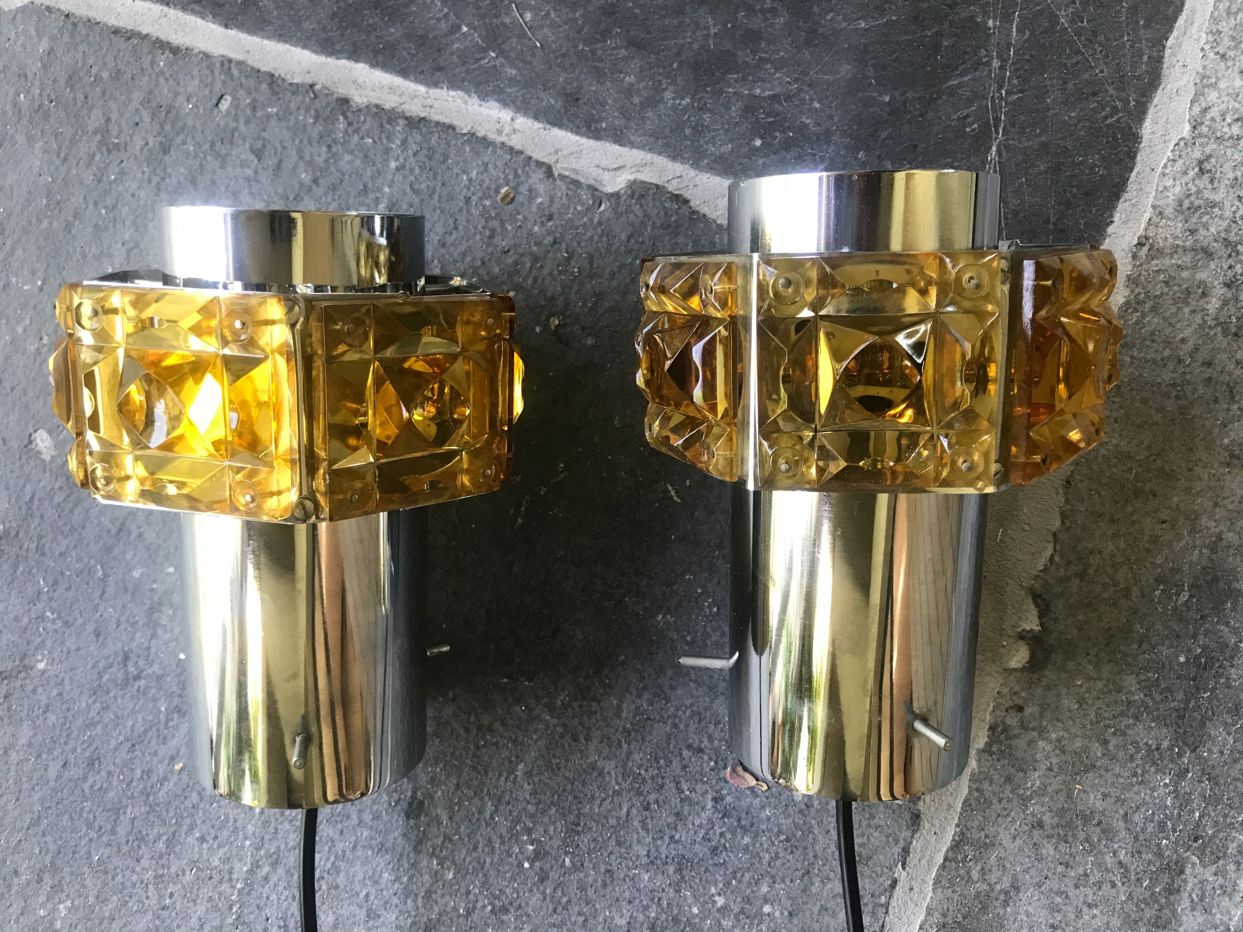 2 vintage chrome and orange plexi suspensions