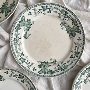 4 ironstone dinner plates "Rosa" Boch Freres Keramis BFK