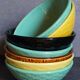 Seven vintage slip ceramic bowls
