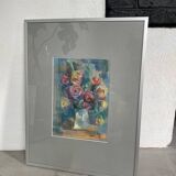 Oil chalk drawing flowers