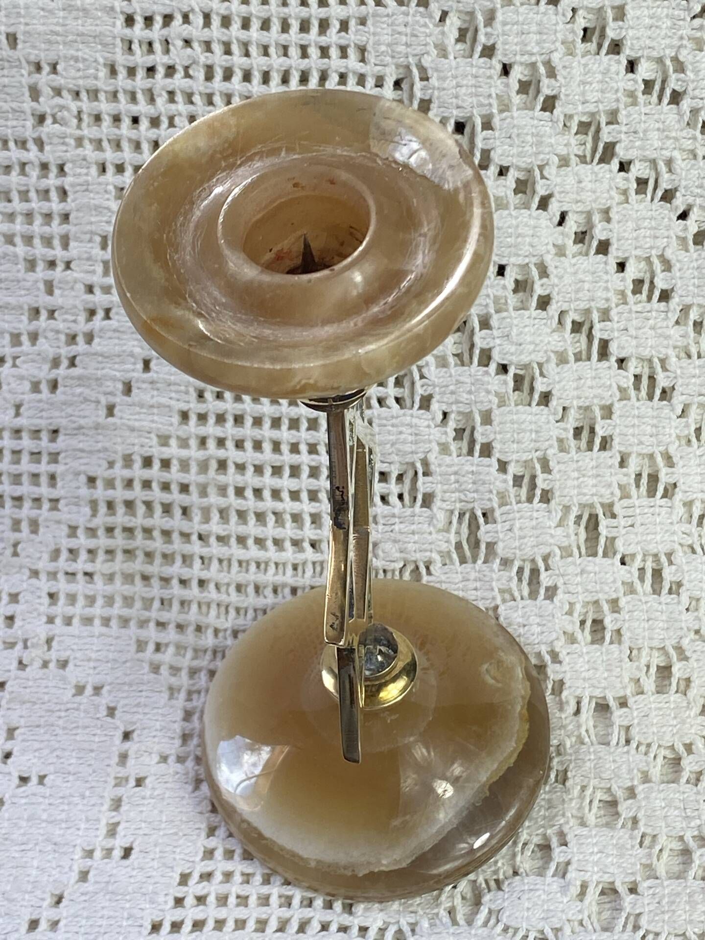 Brass and onyx candlestick