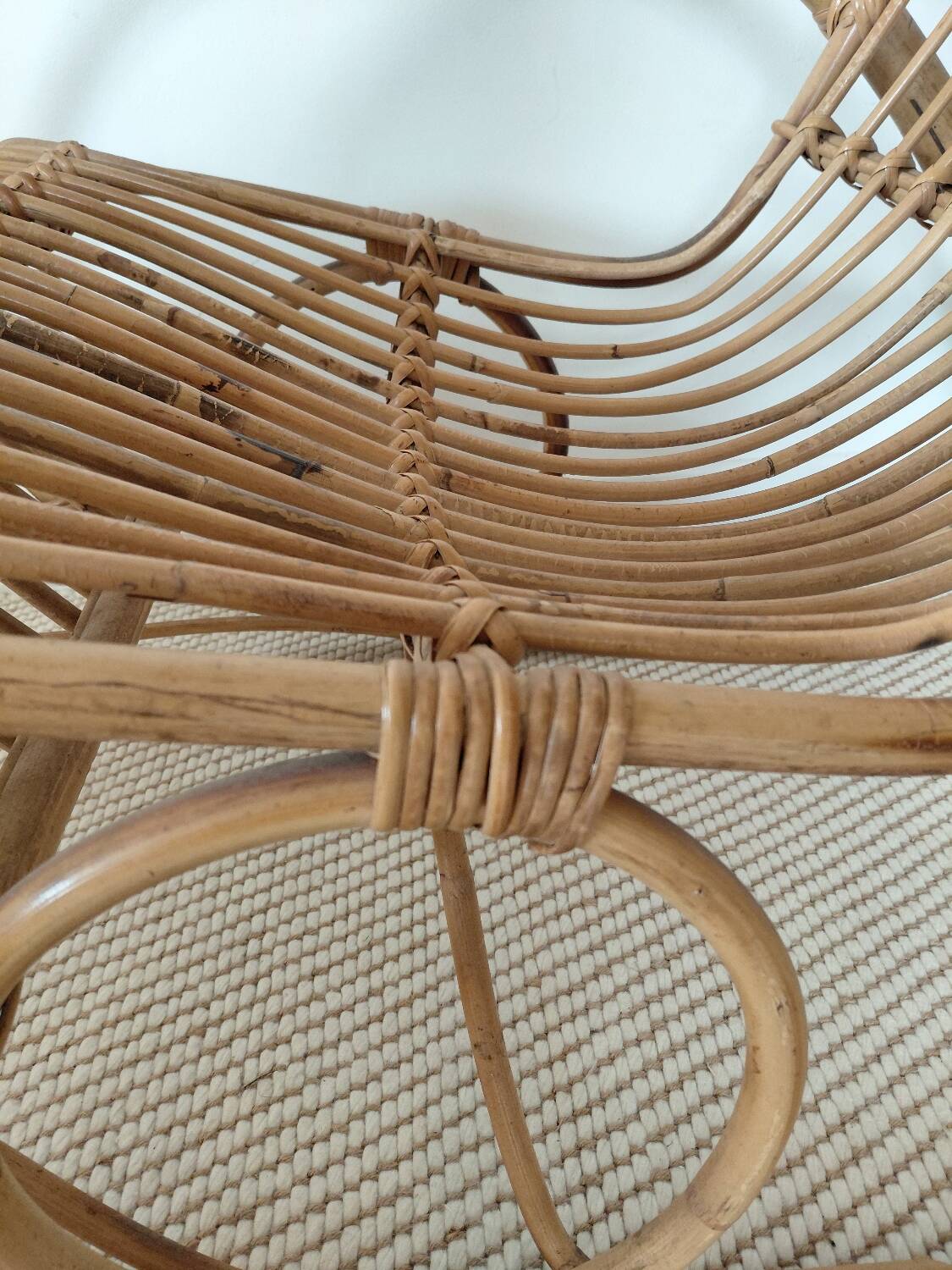 Natural rattan rocking chair - Vintage 1960s/70s