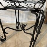 Pair of vintage wrought iron and glass side tables – Mediterranean style