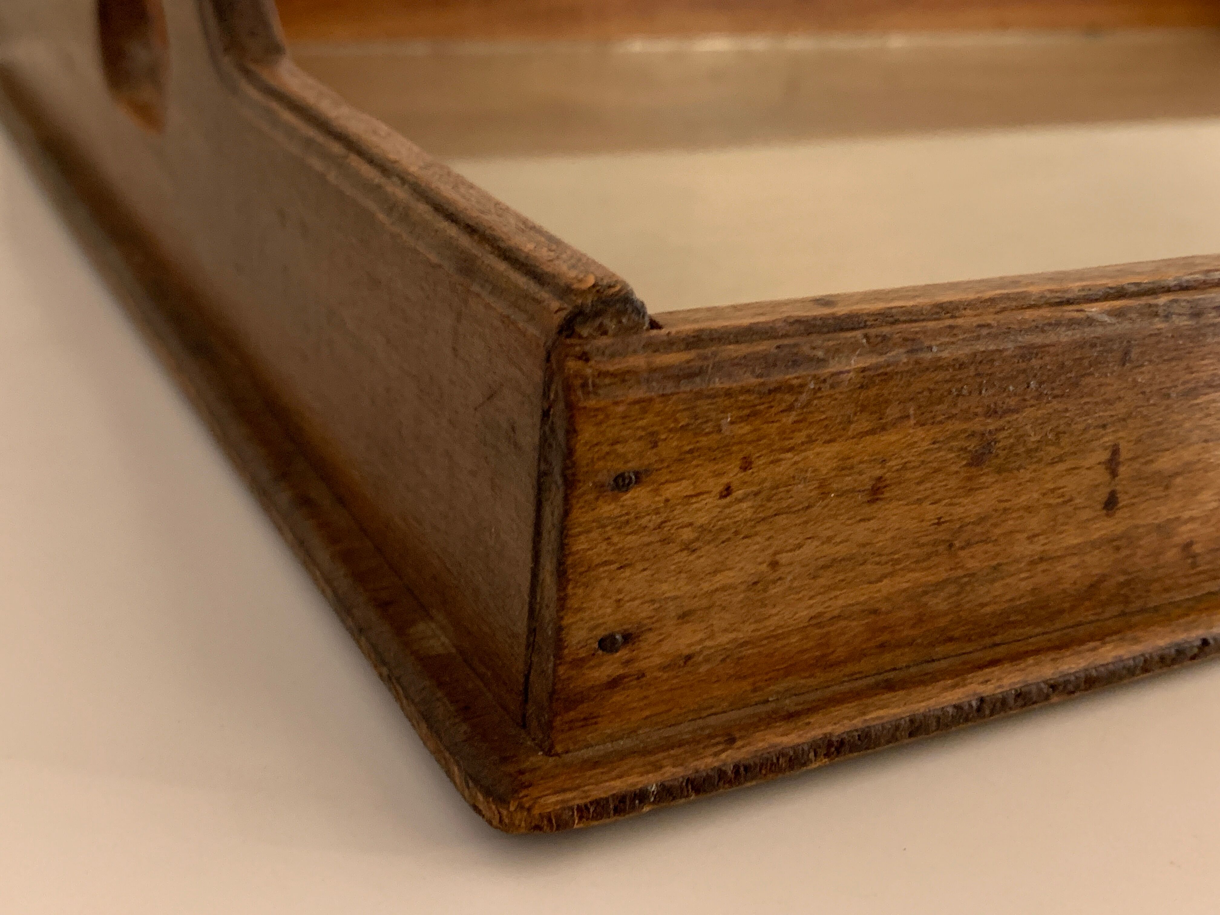 Old wooden and glass tray