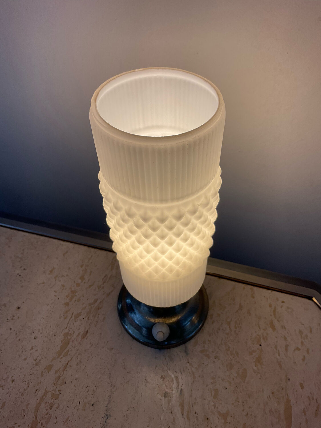 Vintage lamp in opaline and metal from the 50s