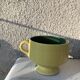 Large bowl in vintage green and yellow enamelled ceramic