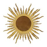 Large Gold Leaf Gilded Wooden Sun Mirror Sunburst Mirror 75cm