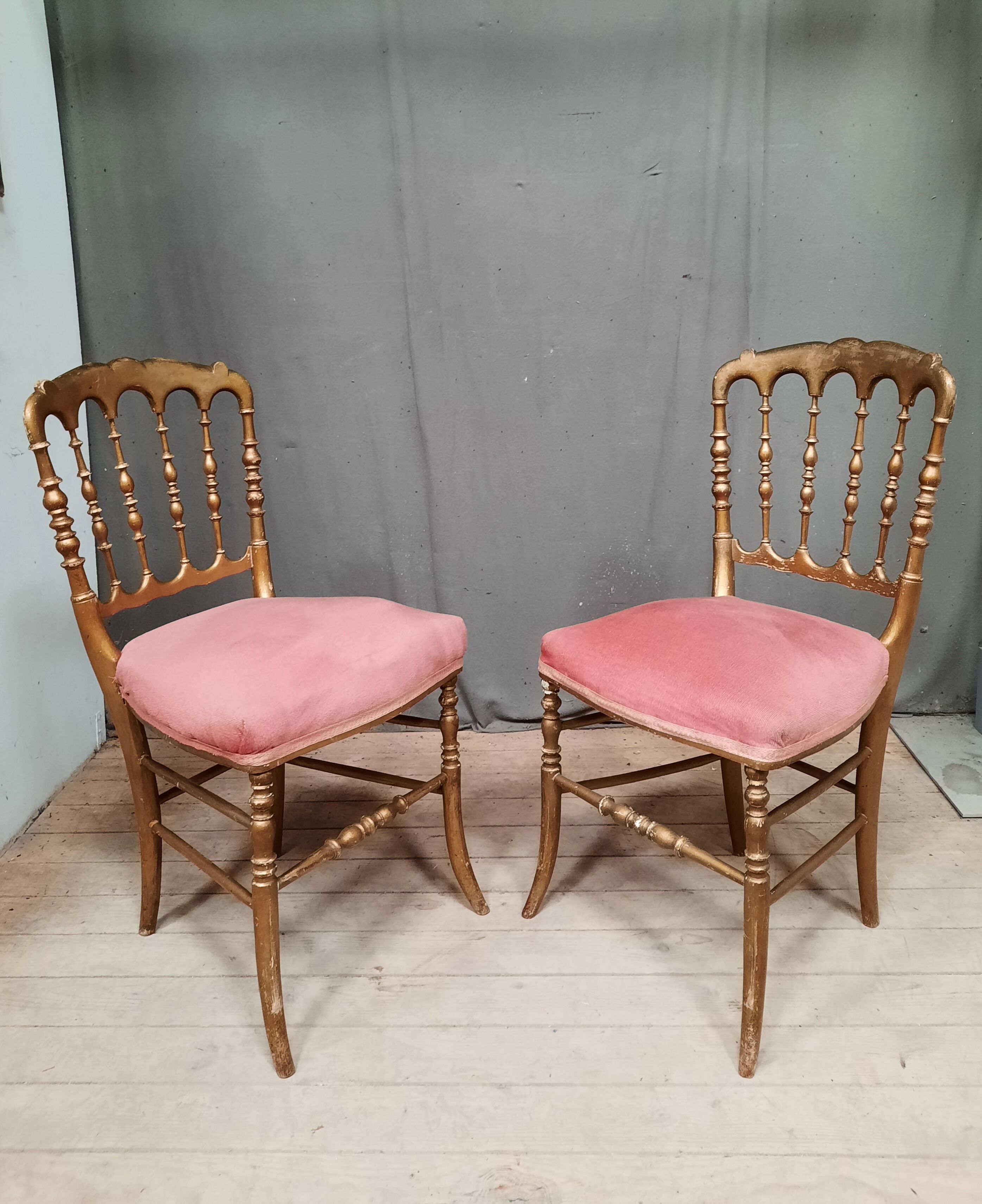 Pair of golden chairs Napoleon III