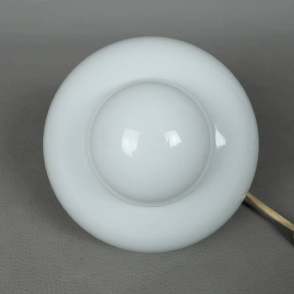 Pair of space age UFO table lamps in white Murano glass, modernist 1970s.