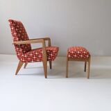 Designer armchair and ottoman