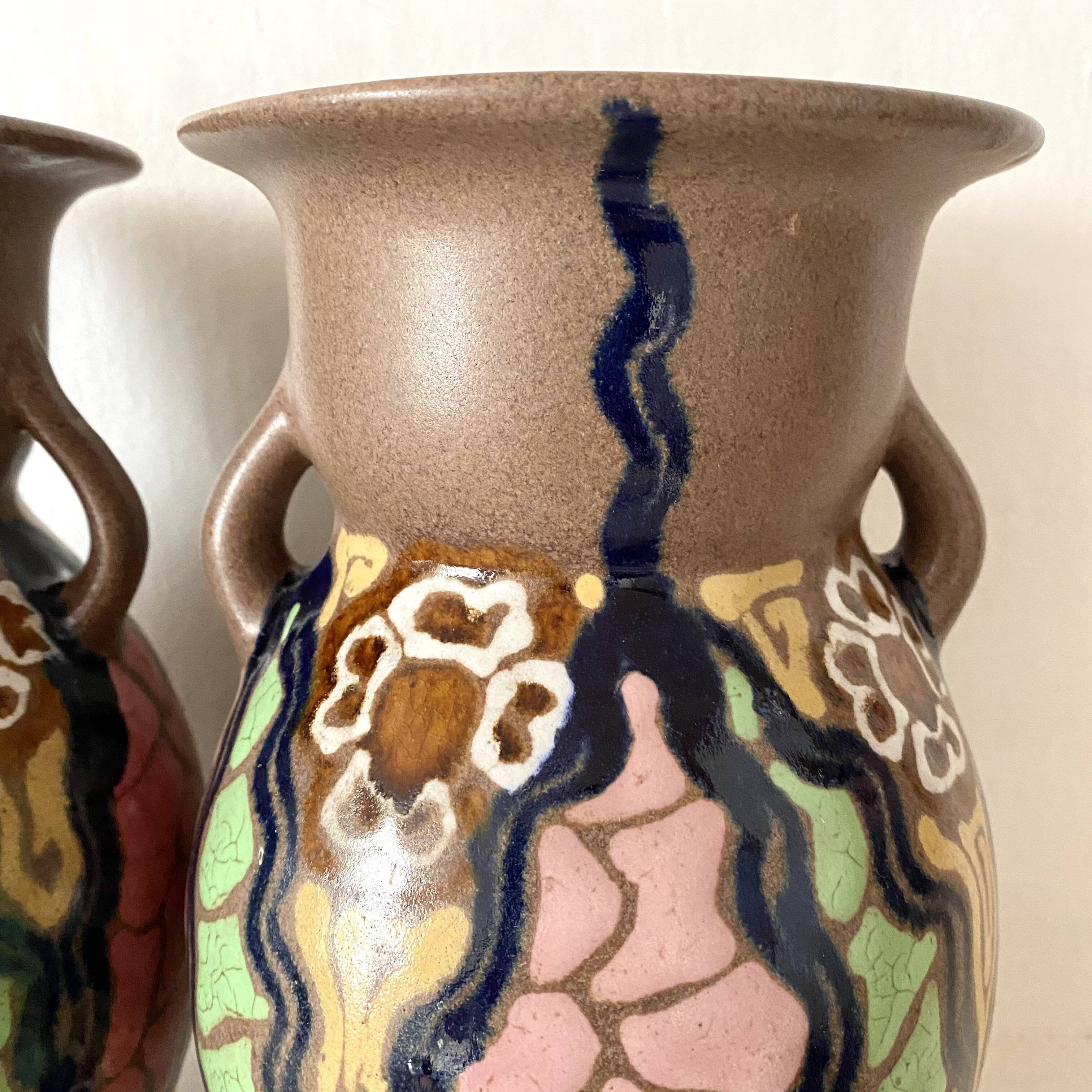 Pair of Carl Gebauer Germany vases, ceramic, 1930s