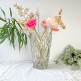Vintage glass vase with geometric pattern