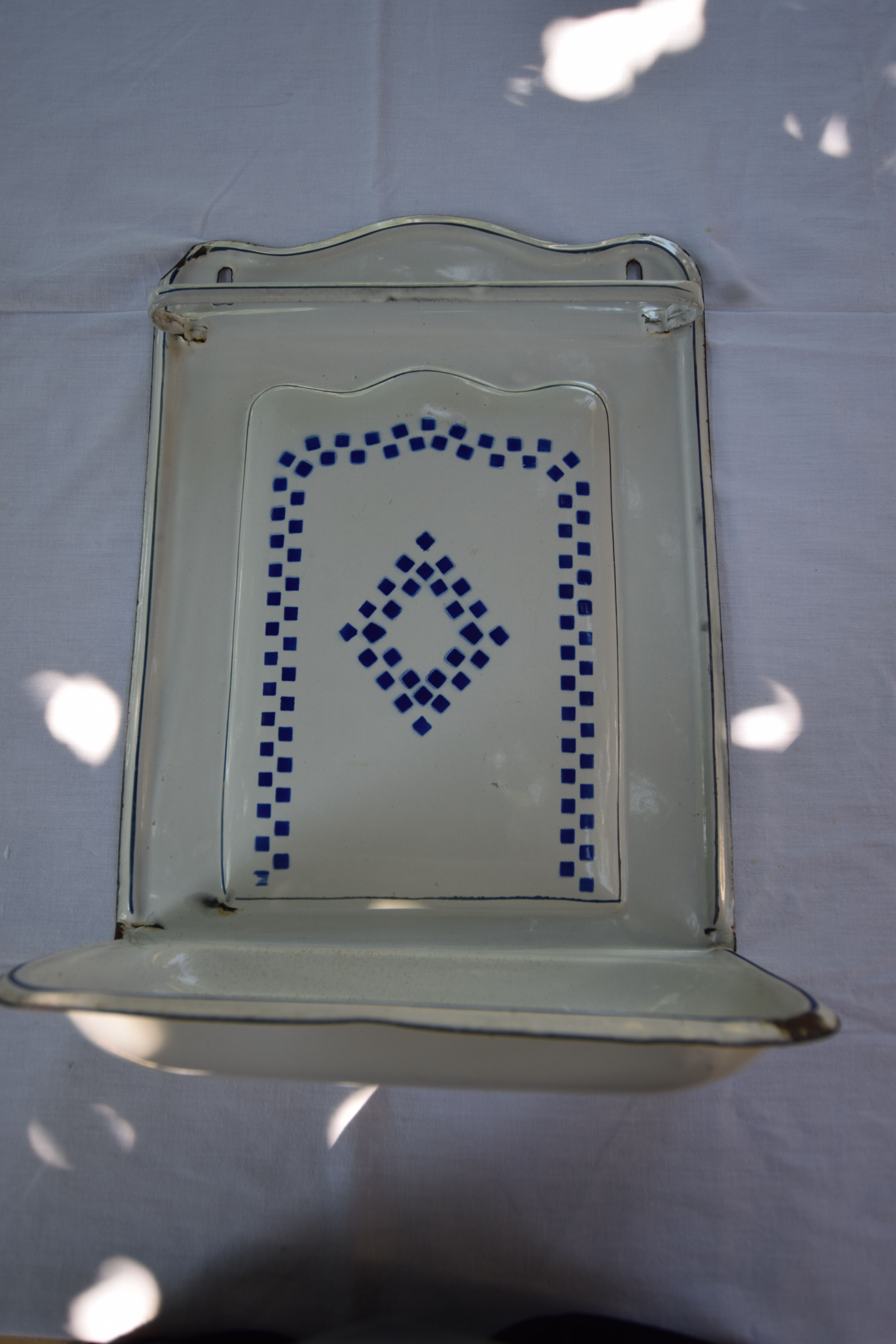 Egouttoir porte ustensile tôle émaillée Lustucru bleu