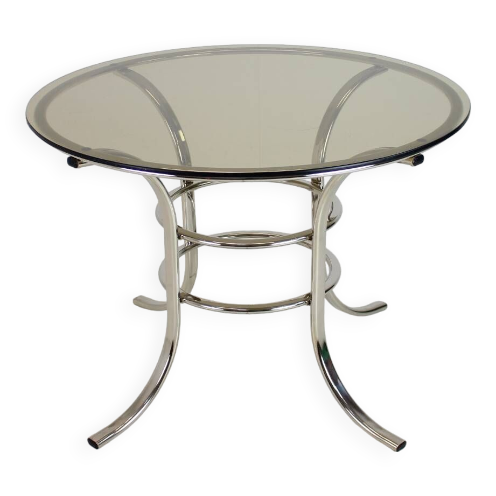 Midcentury Chrome and Glass Dining Table, Italy 1970s