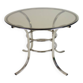 Midcentury Chrome and Glass Dining Table, Italy 1970s