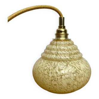 Vintage tulip walking lamp in pale yellow Clichy glass