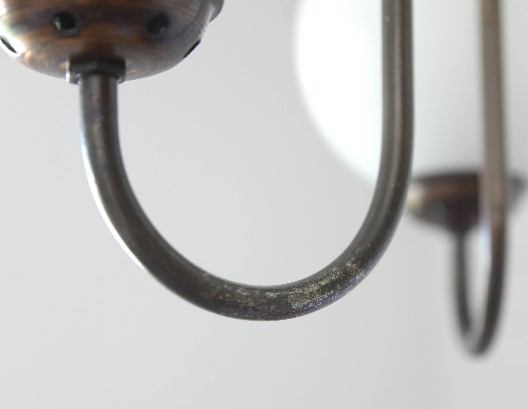 Large Mid Century Chandelier / Vintage Copper Gooseneck Pendant Light / Space Age / Yugoslavia 80's